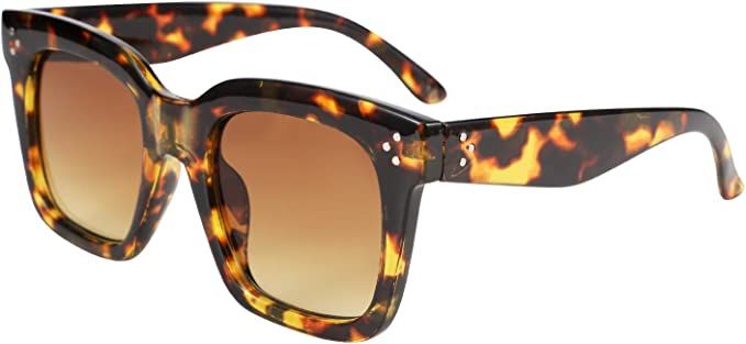 Amazon.com: FEISEDY Vintage Oversized Square Sunglasses Womens Trendy Luxury Big Sun Gl... | Amazon (US)