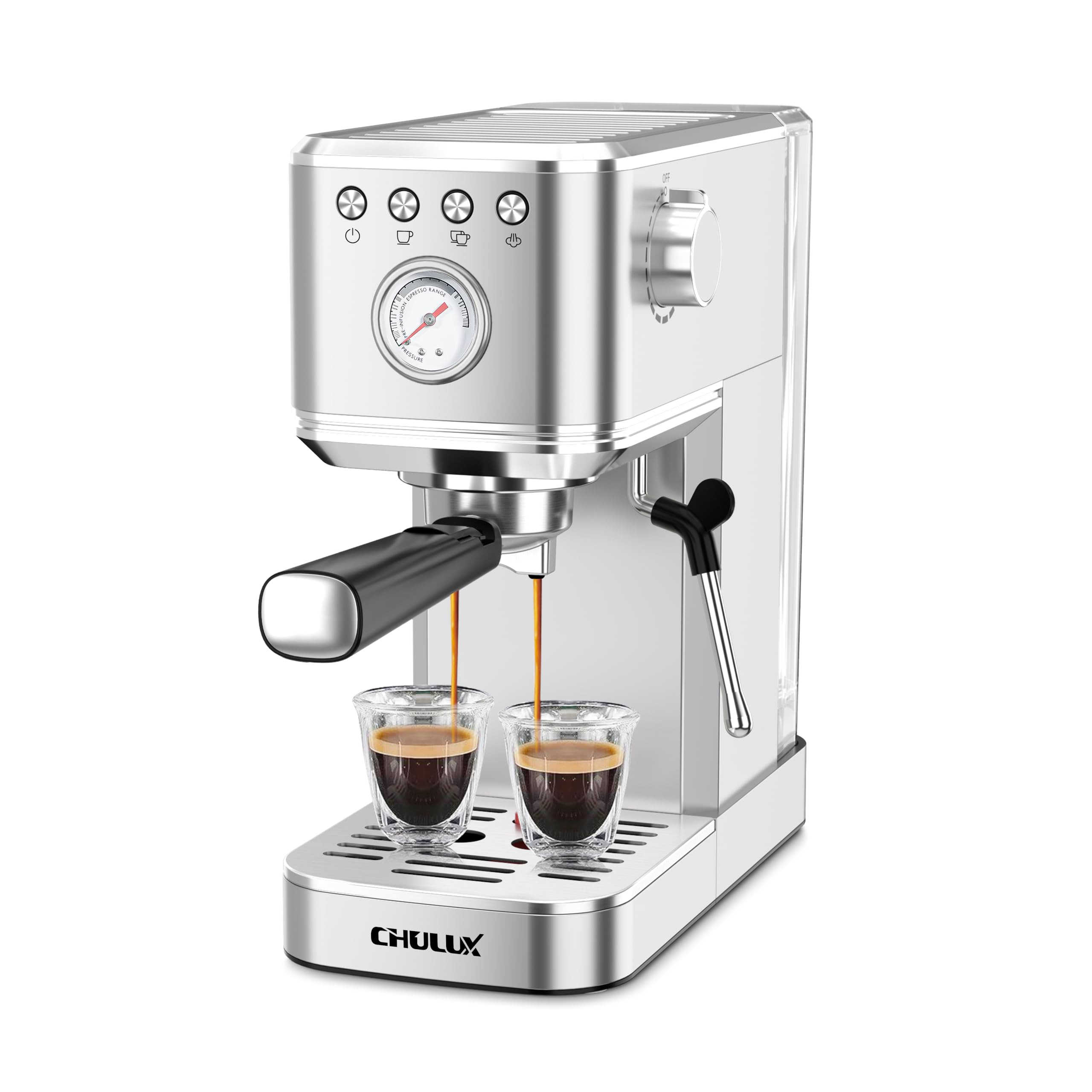 CHULUX Slim Espresso Machine with Milk Frother Steam Wand, 20 Bar Professional Italian Pump Espre... | Amazon (US)