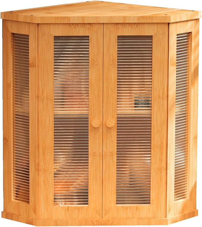 Corner Bread Box for Kitchen Countertop, Large Wood Bread Storage Container Breadbox for Homemade... | Amazon (US)