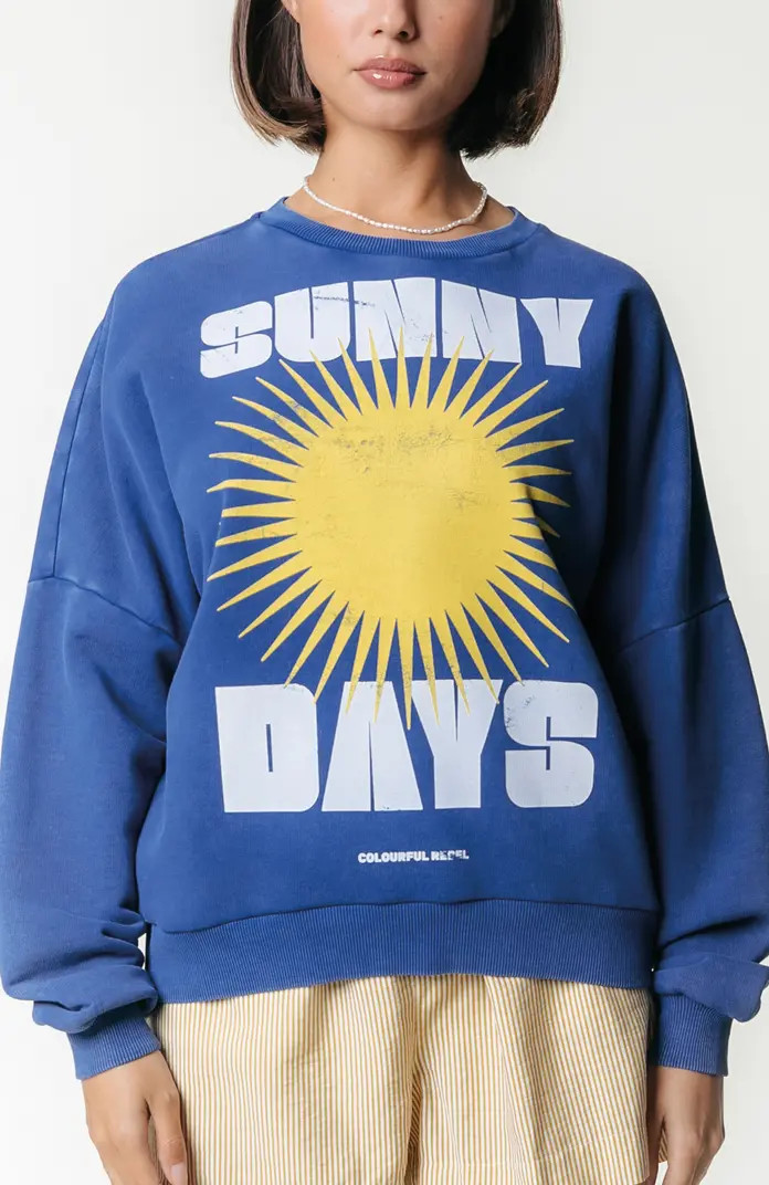 Colourful Rebel Sunny Days Acid Wash Dropped Shoulder Sweat | Nordstrom | Nordstrom