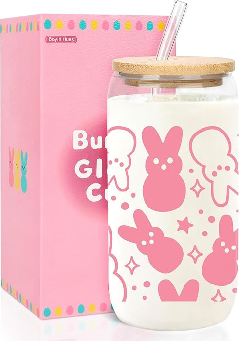 Easter Bunny Cup, Easter Gifts for Women Girls Kids, Teens Basket Stuffers, Cute 16oz Glass Iced ... | Amazon (US)