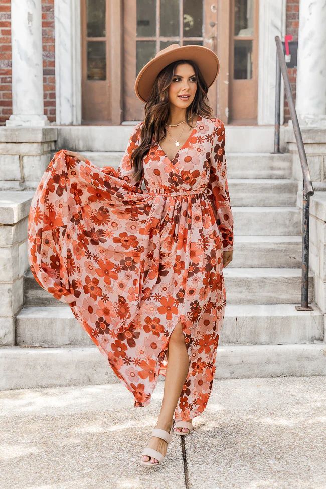 My Dearest Darling Pink Retro Floral Maxi Dress | Pink Lily