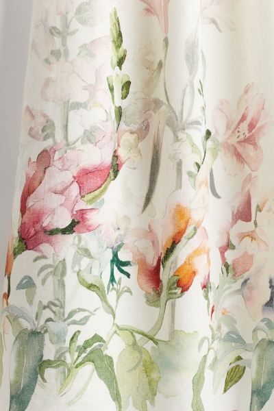 Printed Linen-blend Dress - White/floral - Ladies | H&M US | H&M (US + CA)