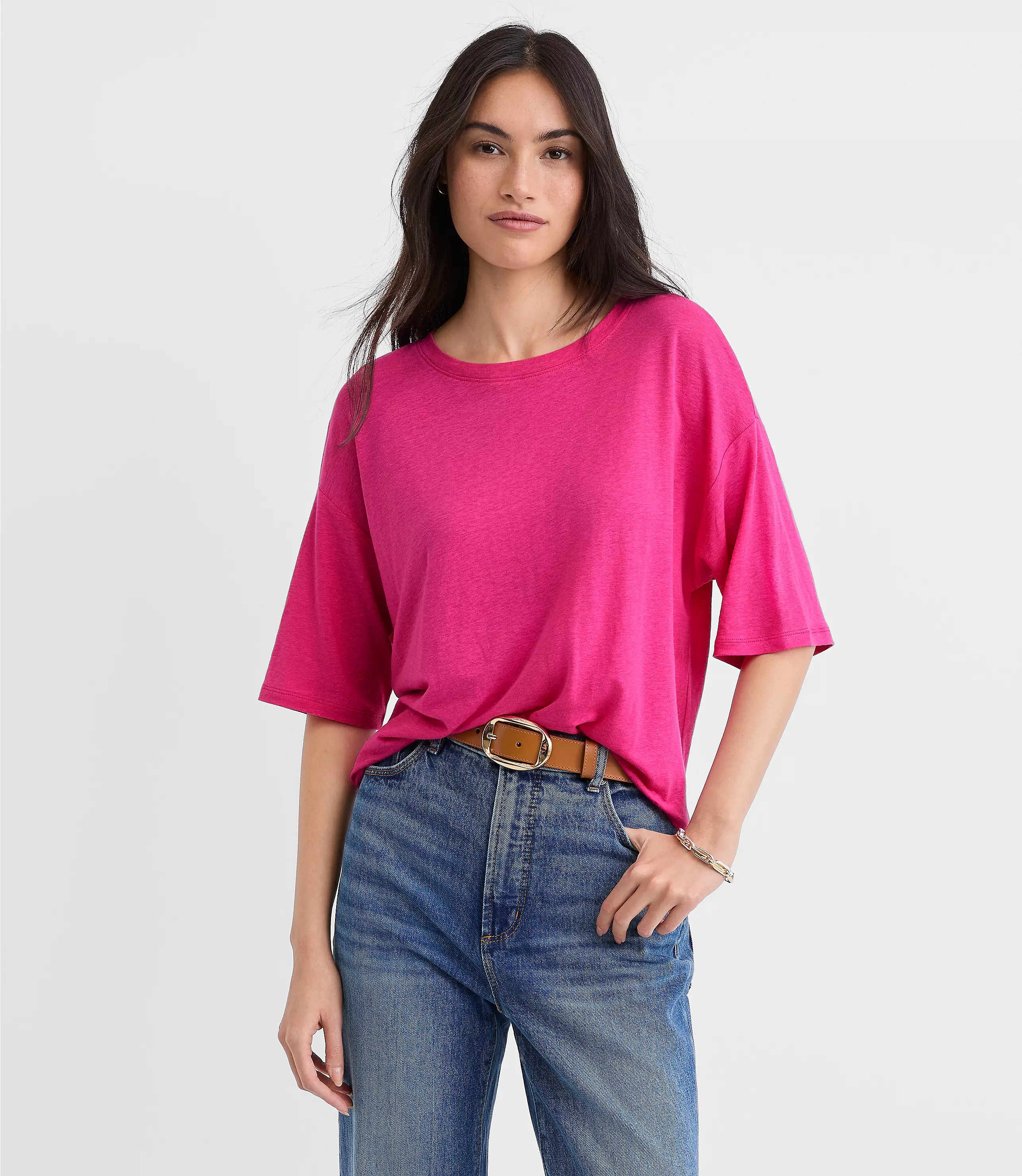 Linen Blend Modern Tee | LOFT