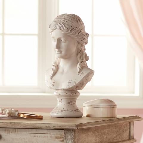 Classic Greek 17 1/2" High Antique White Bust Sculpture | Lamps Plus