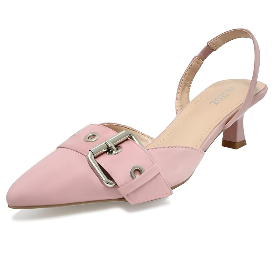 Women's Slingback Kitten Heels 2.3IN Pointed Toe Low Heel Pumps Buckle Closed Toe Formal Party We... | Amazon (US)