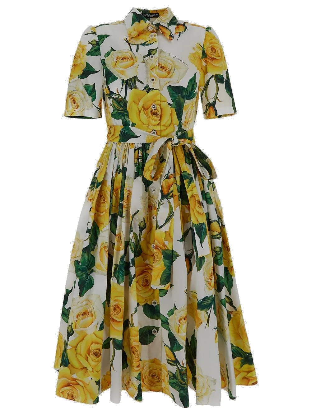 Dolce & Gabbana Rose Printed Midi Shirt Dress | Cettire Global