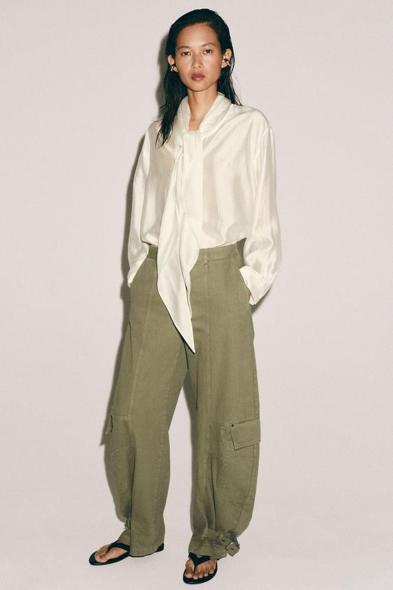 ZW COLLECTION FLOWING SHIRT WITH TIES | Zara UK