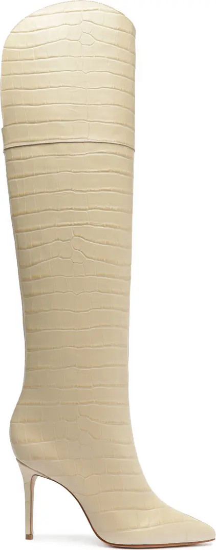 Schutz Maryana Croc Embossed Over the Knee Boot in Dark Chocolate at Nordstrom, Size 10 | Nordstrom