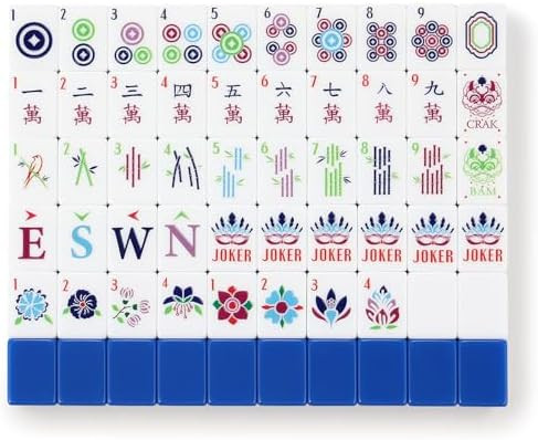 American Mahjong Tile Set,166 Tiles White Blue Acrylic Carving Tiles,Mahjong Game Set with Portab... | Amazon (US)