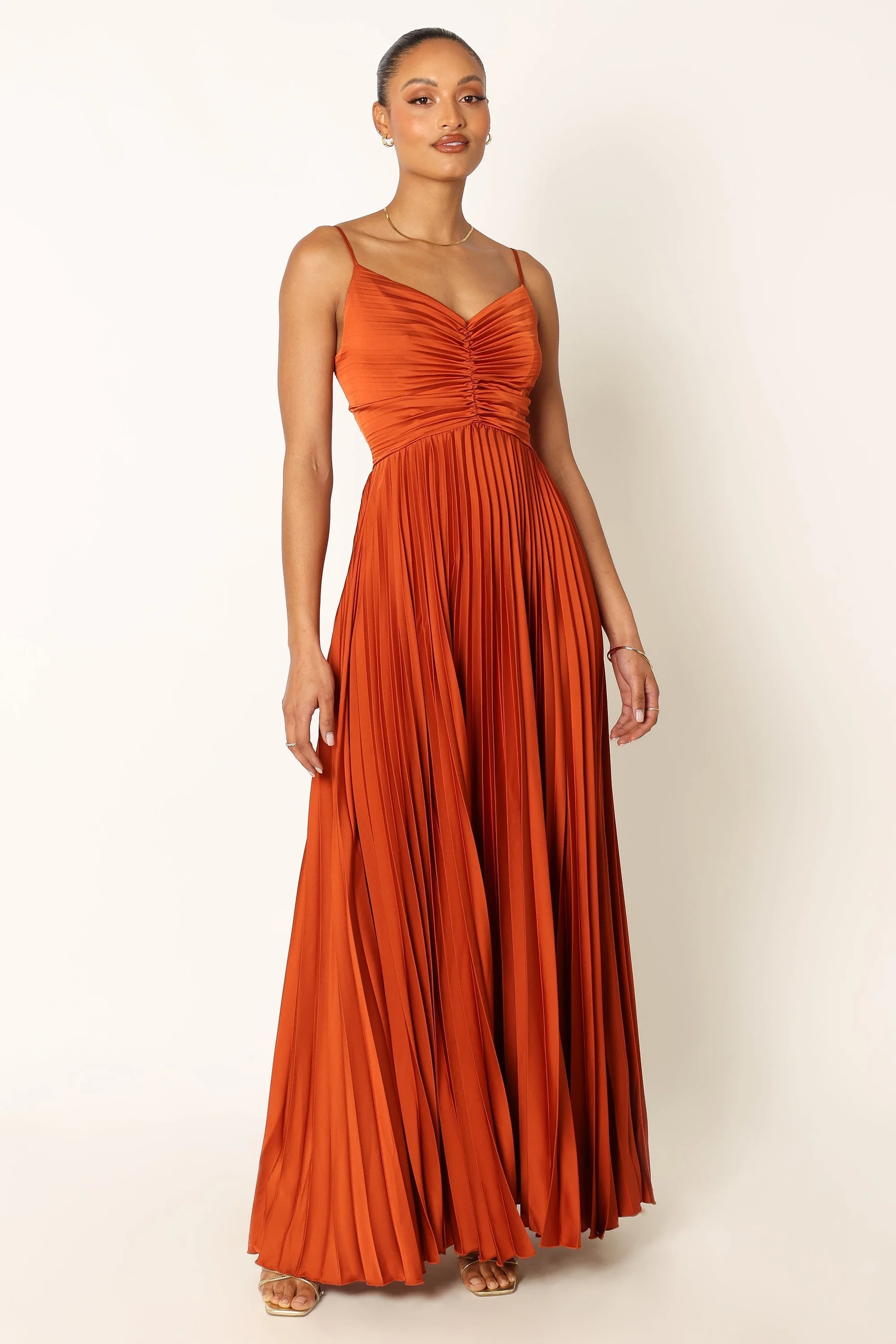 Naira Pleated Maxi Dress - Sunset Orange | Petal & Pup (US)