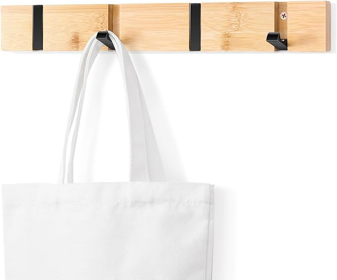 Wooden Wall Mounted Folding Rack, Modern Wall Floating Coat Hook Rack Space-Saving Coat Hanger fo... | Amazon (US)