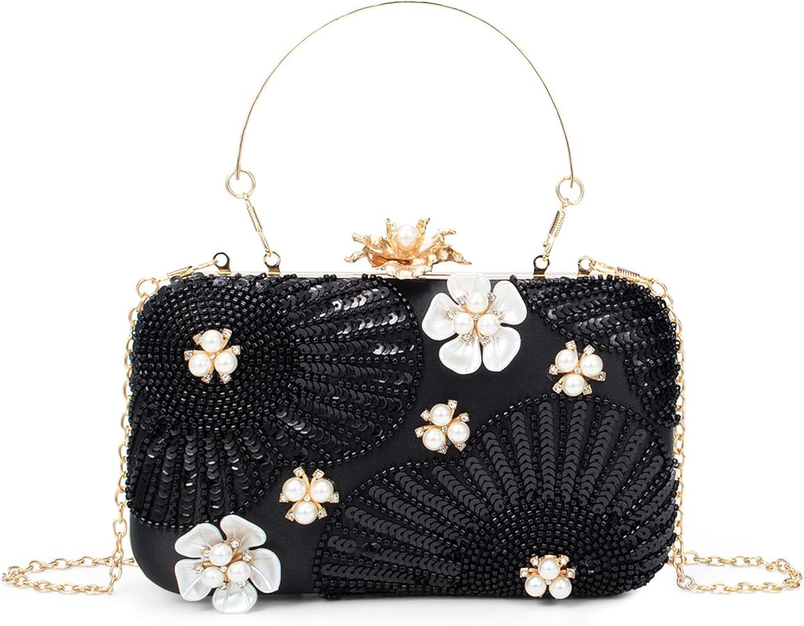Evening Bag Clutch Purses for Women Beaded Sequin Peacock Party Handbag Wedding Purse | Amazon (US)