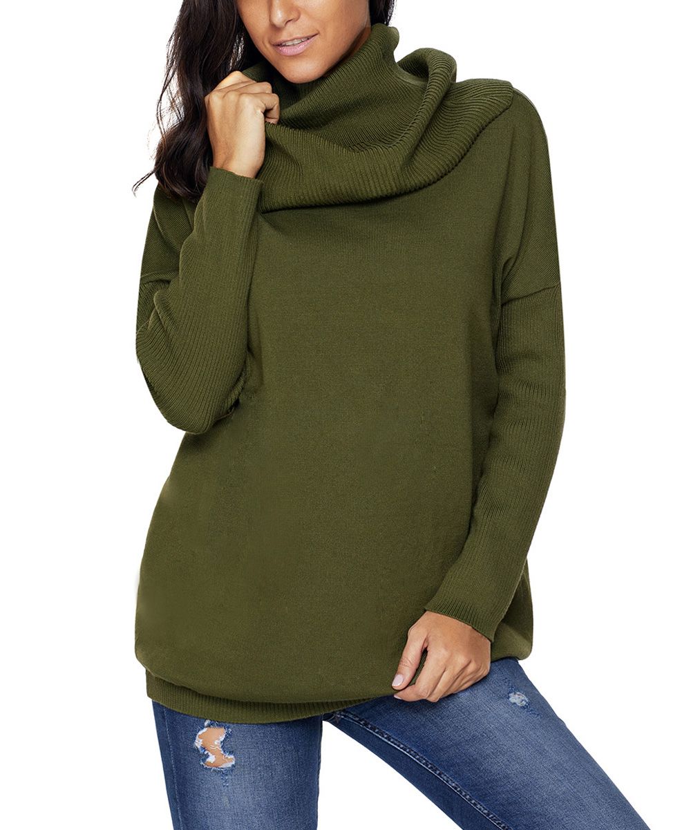 Green Cowl Neck Sweater - Women | zulily