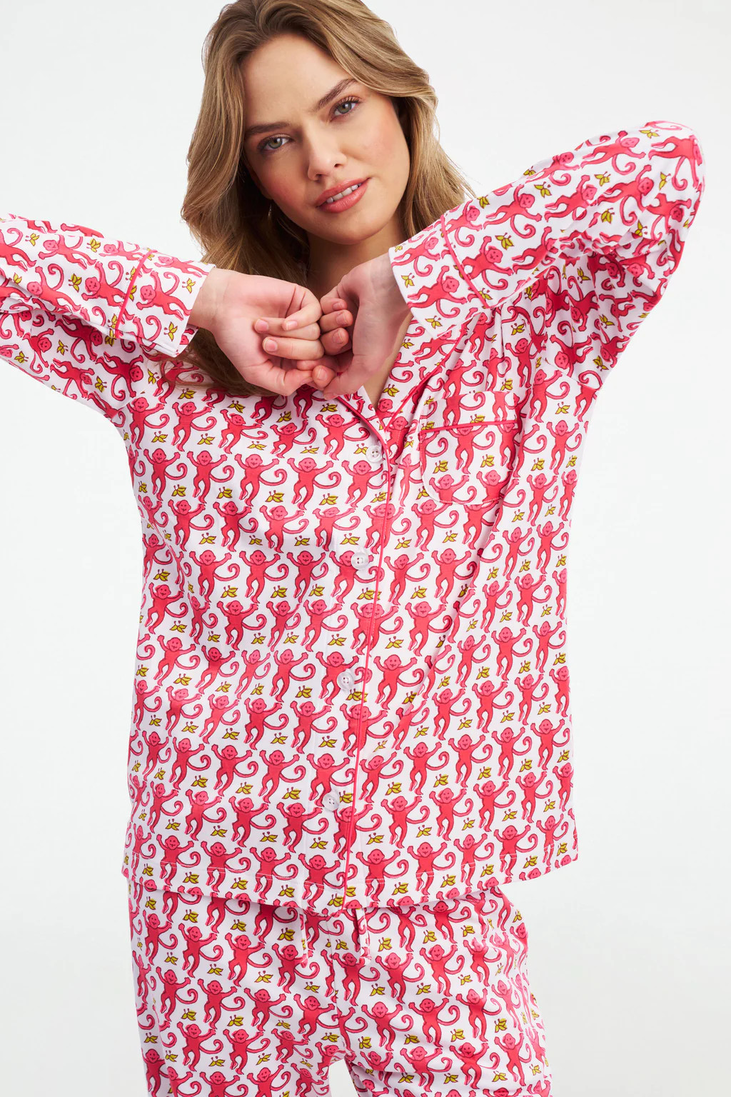 Monkey Long Sleeve Polo Pajamas | Roller Rabbit