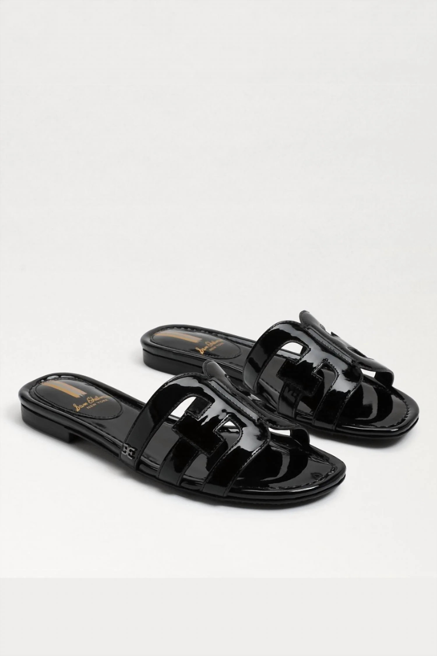 Women's Bay Flat Slide Sandal In Black Patent | Shop Simon