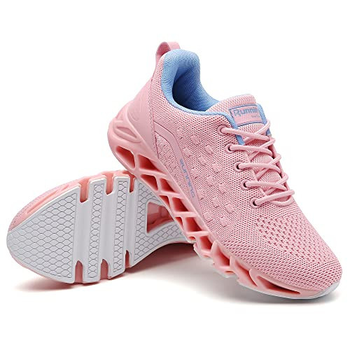 TSIODFO Pink Running Shoes for Womens Sneakers Size 7.5 Lace up Athletic Tennis Walking Shoe Gym Workout Runner Jogging Sneaker | Amazon (US)