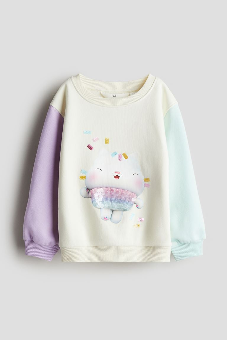 Sweatshirt with Motif - Crew-neck - Long sleeve - Cream/Gabby's Dollhouse - Kids | H&M US | H&M (US + CA)