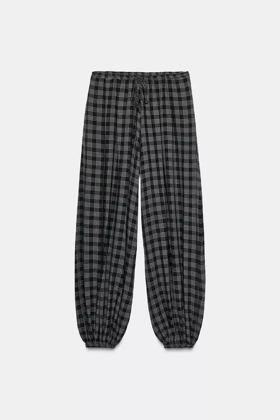 ZW COLLECTION CHECKED BLOOMER TROUSERS | Zara US