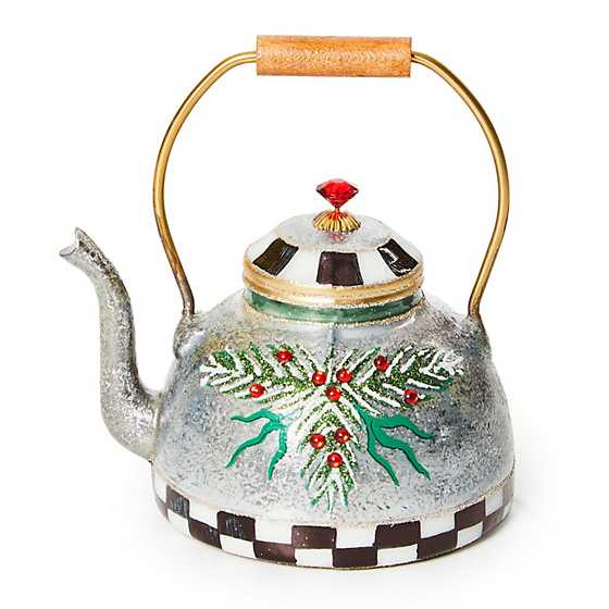 Farmhouse Holiday Tea Kettle Glass Ornament | MacKenzie-Childs
