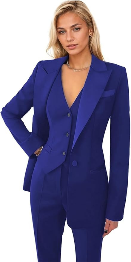 Women's 3 Pieces Pants Suit Office Lady Suit Blazer Vest Pants Business Suit Casual for Women Tux... | Amazon (US)
