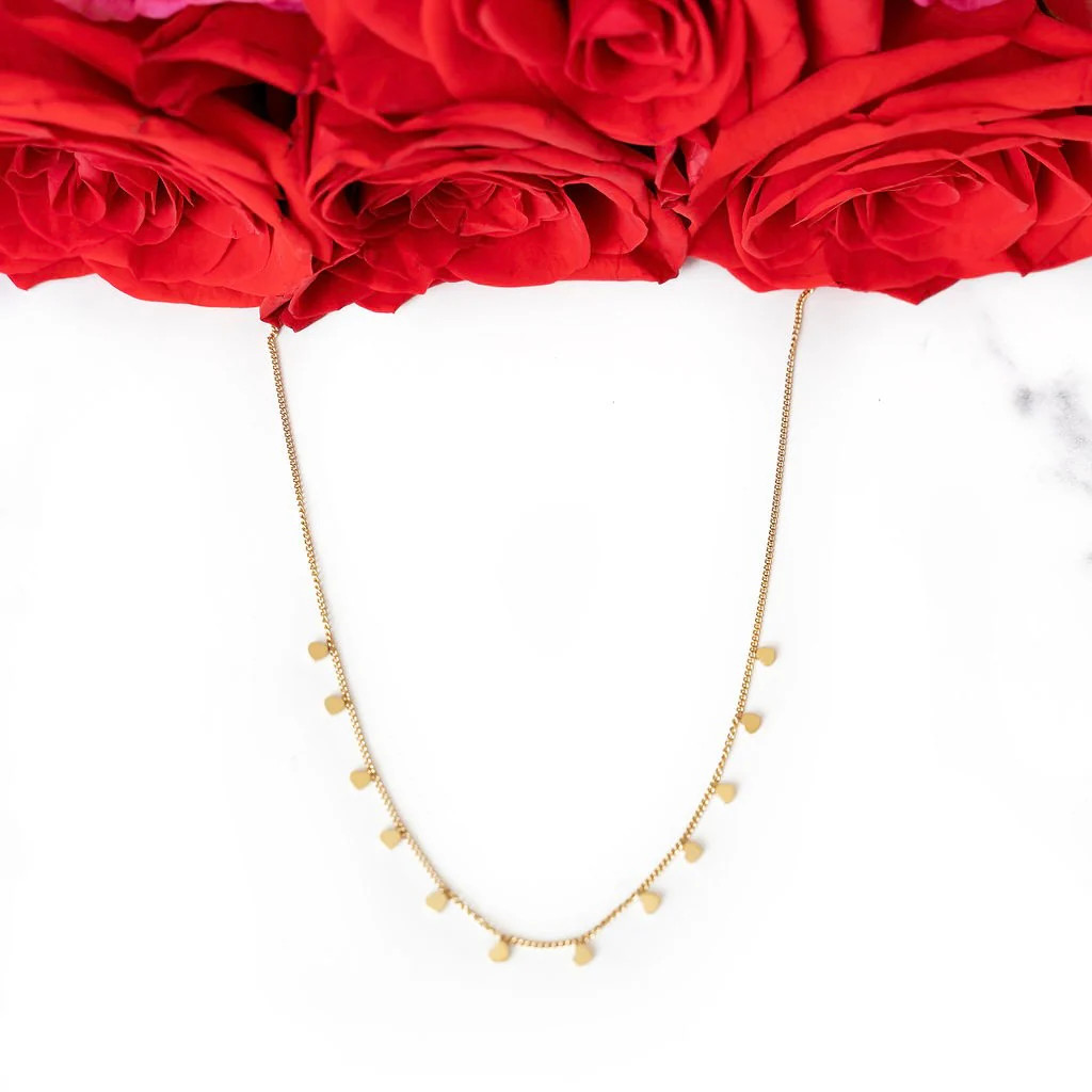 Mini Heart Drop | Stainless Steel Necklace | Golden Thread