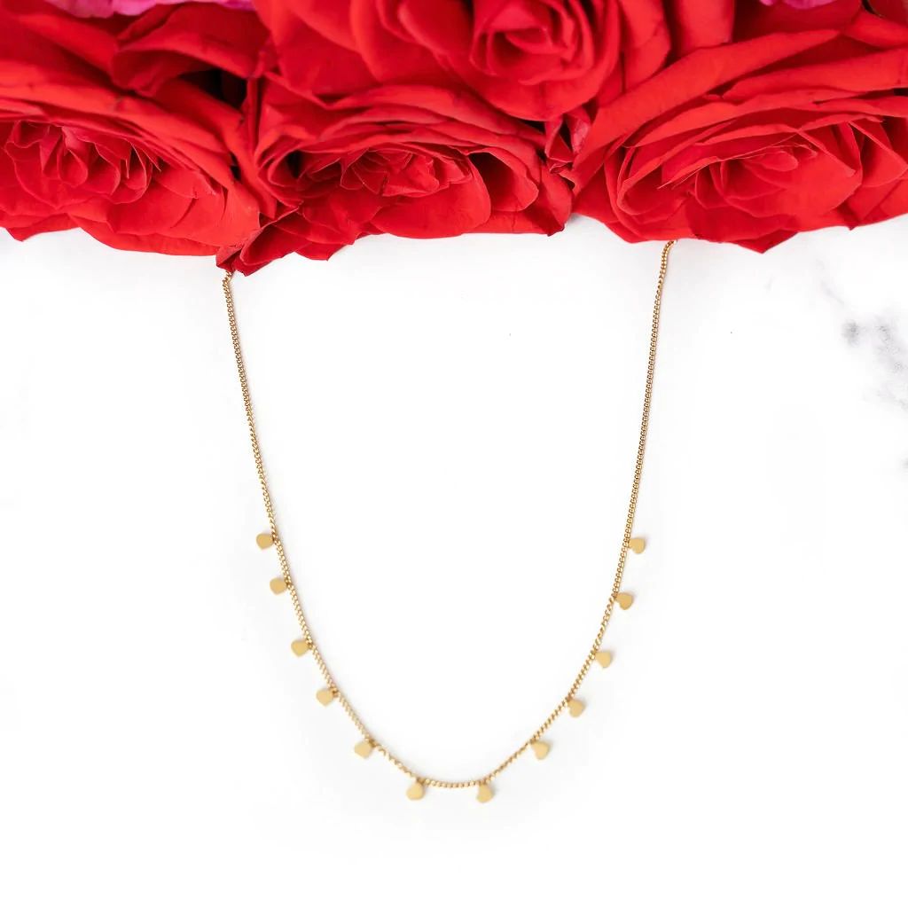 Mini Heart Drop | Stainless Steel Necklace | Golden Thread