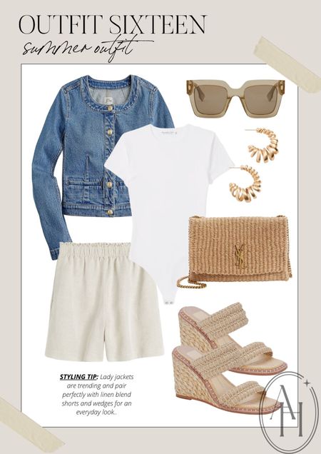 Casual summer everyday look. I love this jean jacket and linen shorts! 

#LTKstyletip #LTKFind #LTKSeasonal