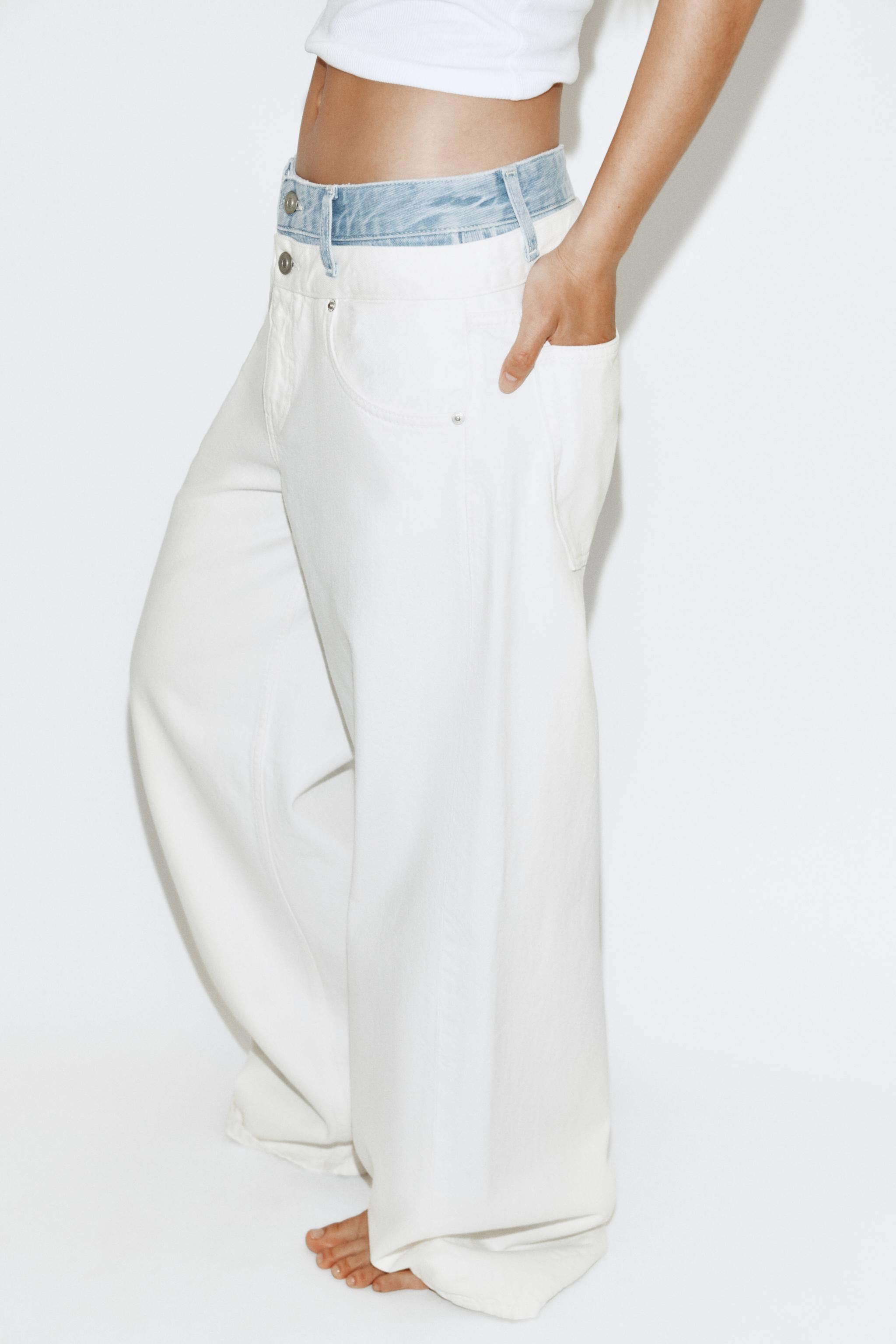 TRF DOUBLE WAISTBAND STRAIGHT-LEG JEANS | Zara UK