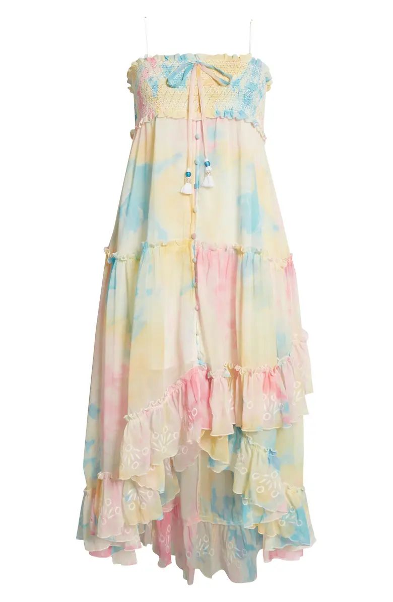 Smocked Strapless Tie Dye High Low Dress | Nordstrom
