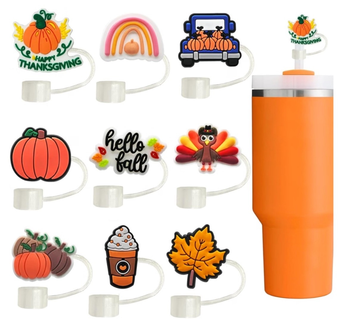 9pcs Fall Toppers for Stanley Cup - Thanksgiving Autumn Straw Covers 10mm Drinking Tip Covers for Stanley Cup Accessories

#LTKselfcare #LTKmorningroutine #LTKSeasonal