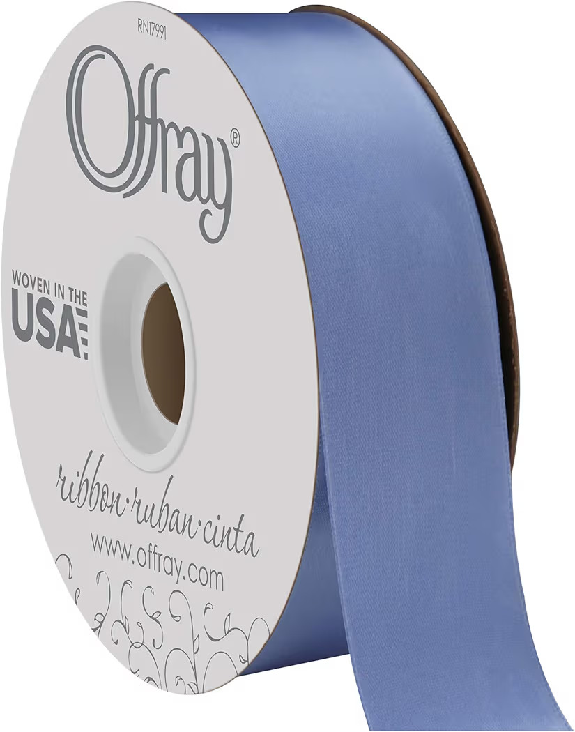 Offray Berwick 1.5" Wide Double Face Satin Ribbon, True Blue, 50 Yds | Amazon (US)