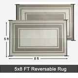 Outdoor Plastic Waterproof Rug 5'x 8' for Patio, Porch, Deck, Backyard, Balcony, Reversible Mat, ... | Walmart (US)