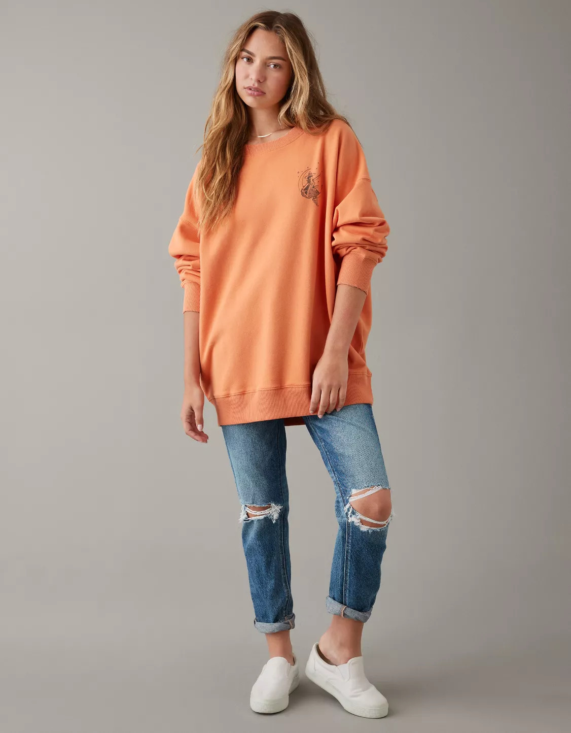 AE Oversized Halloween Miller Graphic Sweatshirt | American Eagle Outfitters (US & CA)
