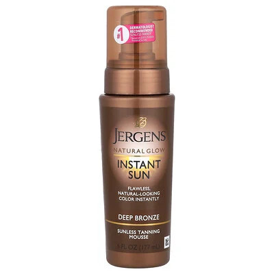 Jergens, Natural Glow, Instant Sun, Sunless Tanning Mousse, Deep Bronze, 6 fl oz (177 ml) | iHerb