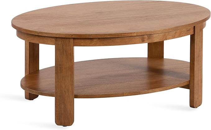 Kate and Laurel Foxford Modern Tiered Oval Coffee Table; 38 x 24 x 18; Natural Brown; Transitiona... | Amazon (US)