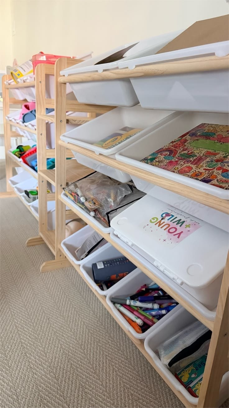 Playroom storage for art supplies
