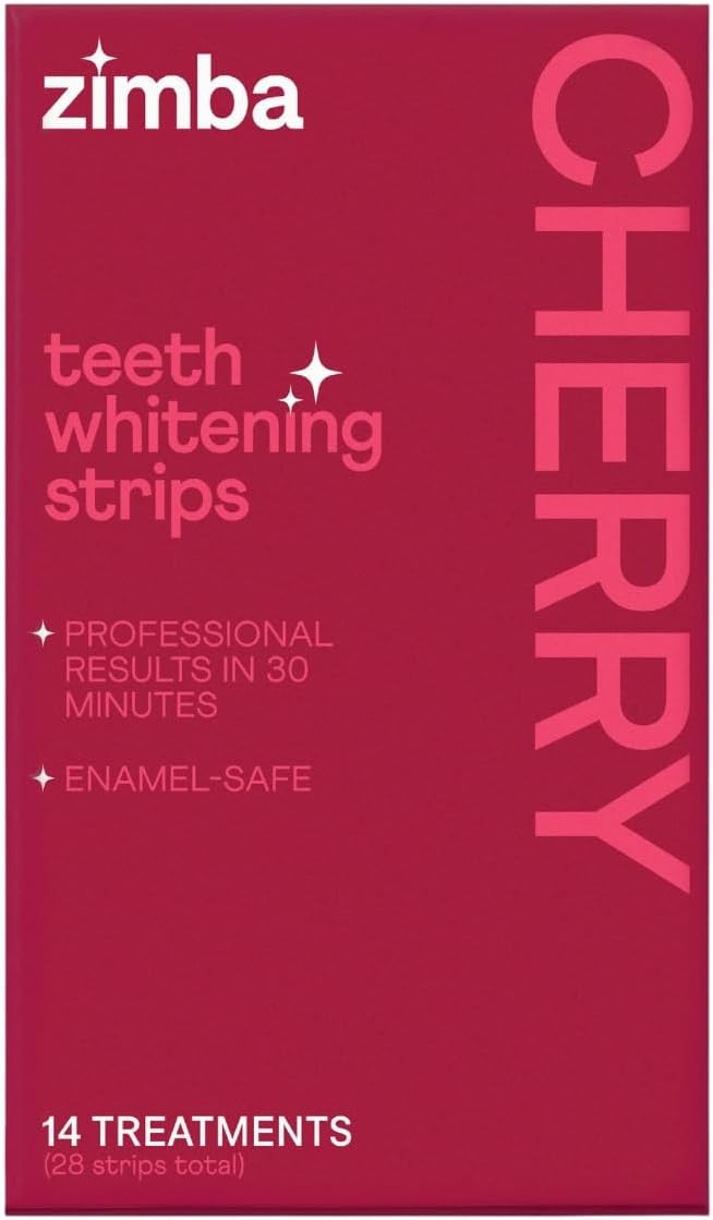 New Zimba Cherry Flavored Teeth Whitening Strips | Vegan, Enamel Safe Hydrogen Peroxide Teeth Whi... | Amazon (US)