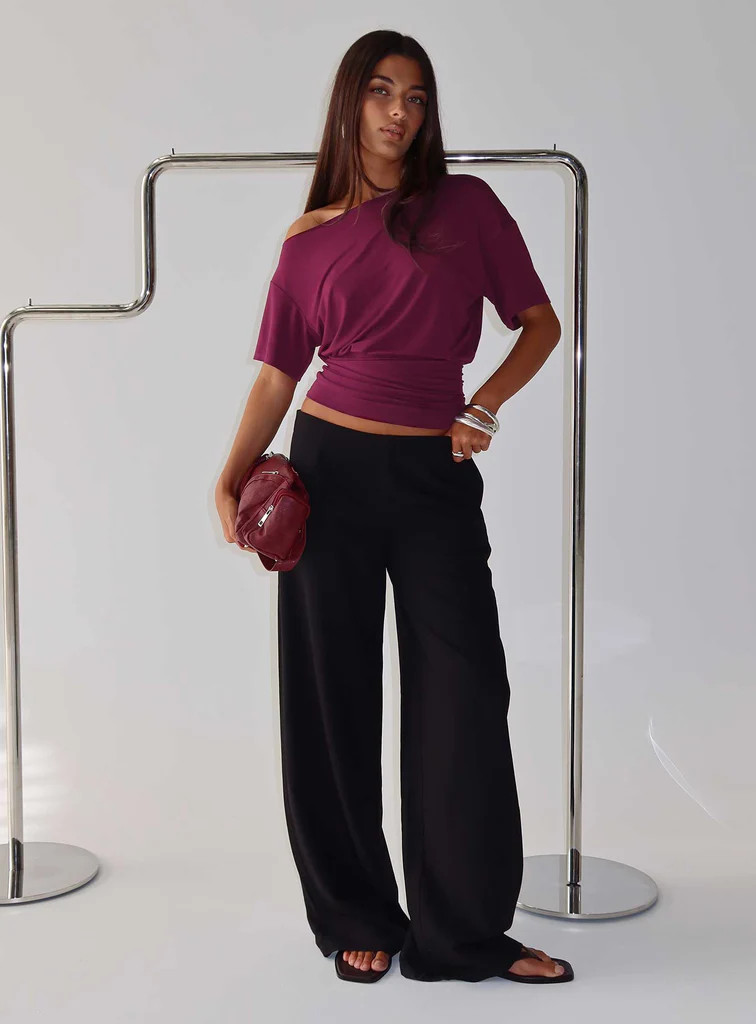 Khane Low Rise Wide Leg Pant Black | Princess Polly US