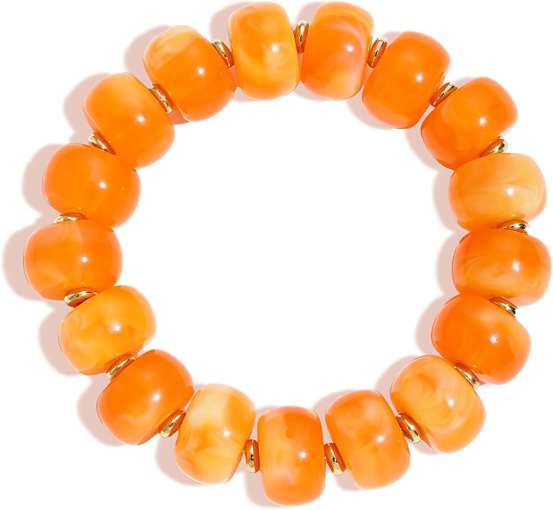 Bead Breacelets for Women Coloful Vibrant Elastic Stretch Strand Chunky Beads Bracelets Boho Summ... | Amazon (US)