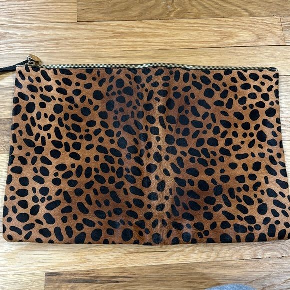 Clare V large leopard clutch | Poshmark