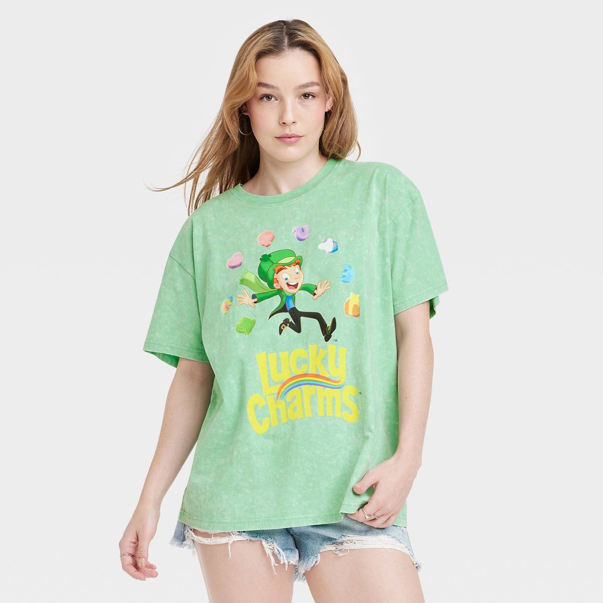 Women's Lucky Charms Oversized Short Sleeve Graphic T-Shirt - Green | Target