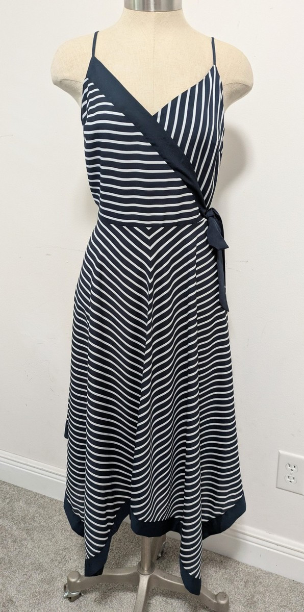 Banana Republic Navy White Strappy Striped Midi Dress Sz 6 Handkerchief Hem | eBay | eBay US