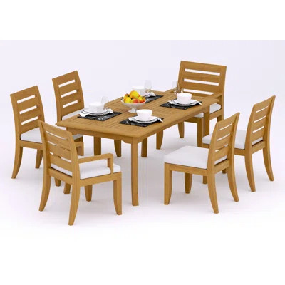 6 Seats 7 Pcs Grade-A Teak Wood Dining Set: 71" Rectangle Table And 6 Atnas Chairs (2 Arm & 4 Armless Chairs) #11AT1602 | Perigold