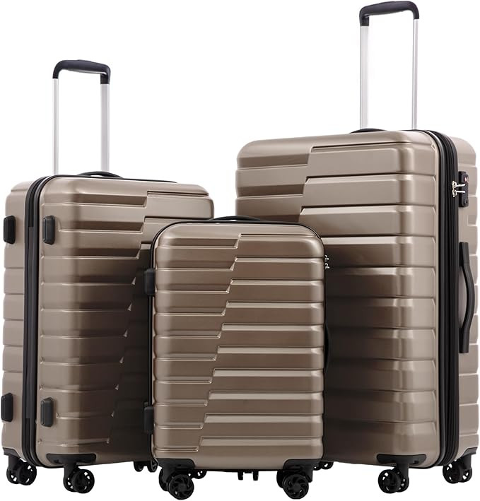 Coolife Luggage Sets, 3 Piece Hard Shell Suitcase Set with Spinner Wheels, Expandable Large Check... | Amazon (US)