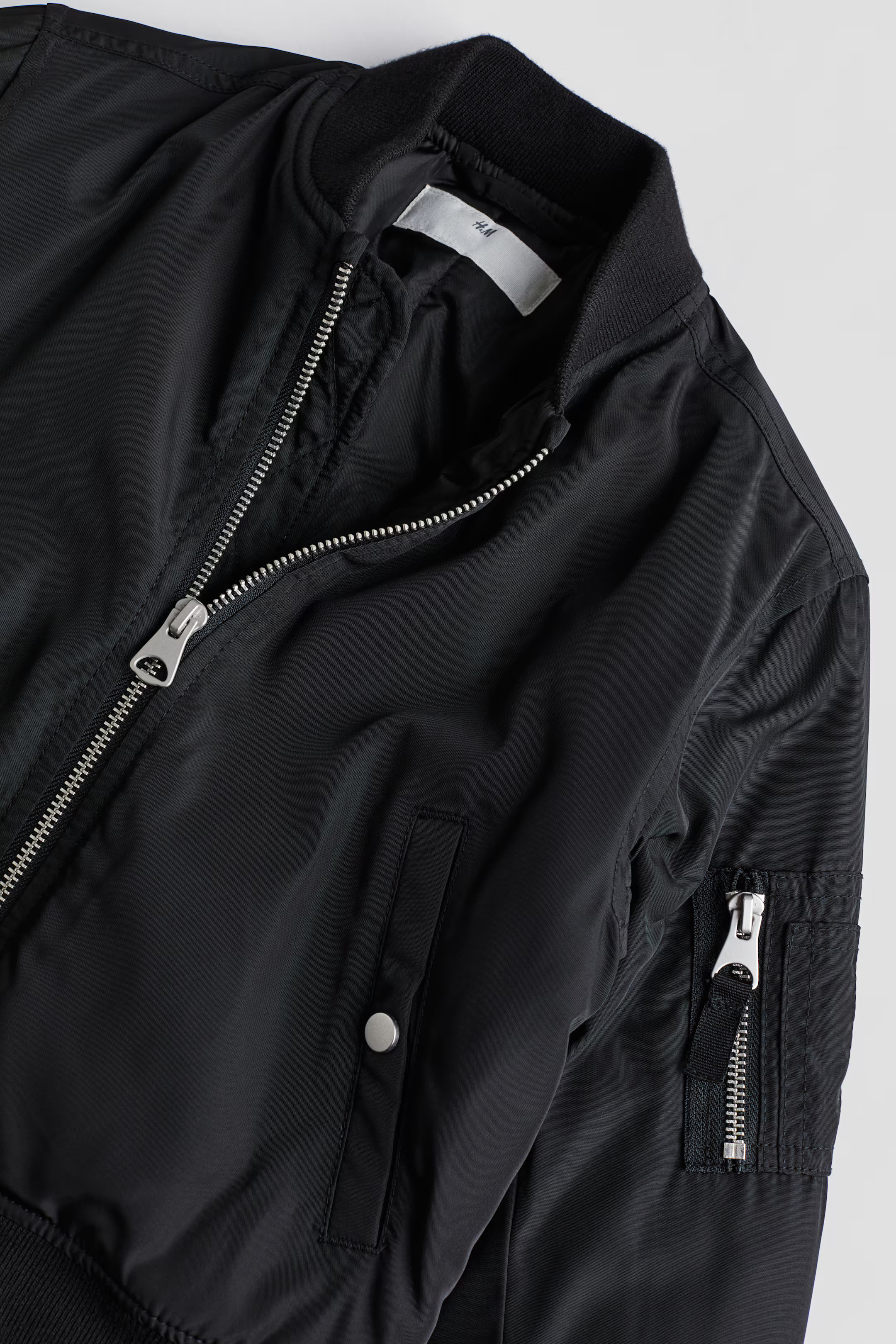 Bomber Jacket - Long sleeve - Regular length - Black - Kids | H&M US | H&M (US + CA)