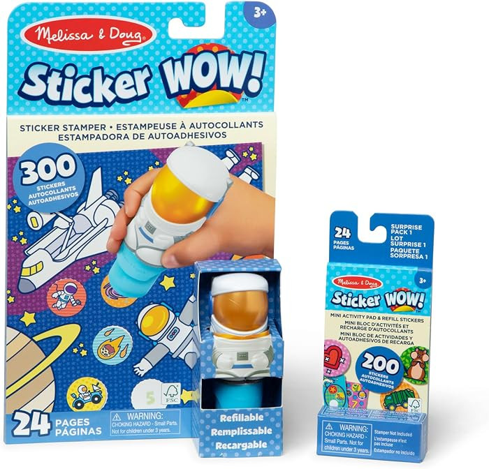Melissa & Doug Sticker Wow!™ Astronaut Bundle: 24-Page Activity Book, Refillable Sticker Stampe... | Amazon (US)