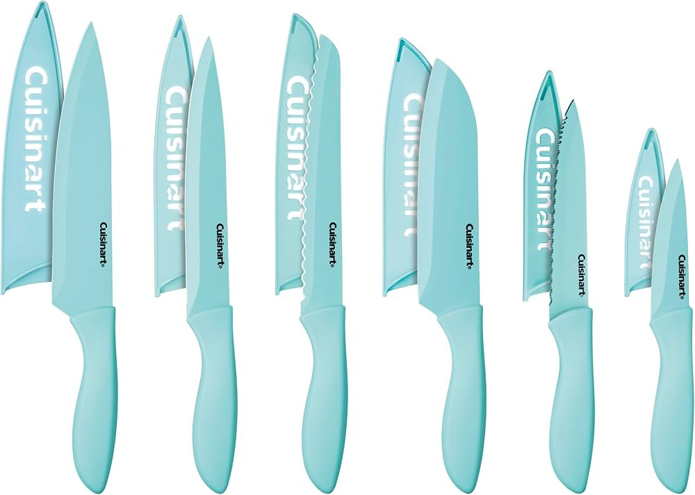 Cuisinart 12-Piece Kitchen Knife Set, Advantage Color Collection with Blade Guards, (Aqua) | Amazon (US)