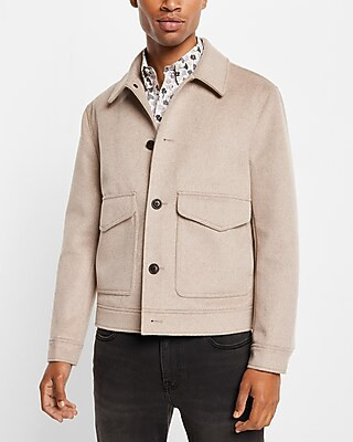 Tan Water Resistant Wool-blend Trucker Jacket | Express