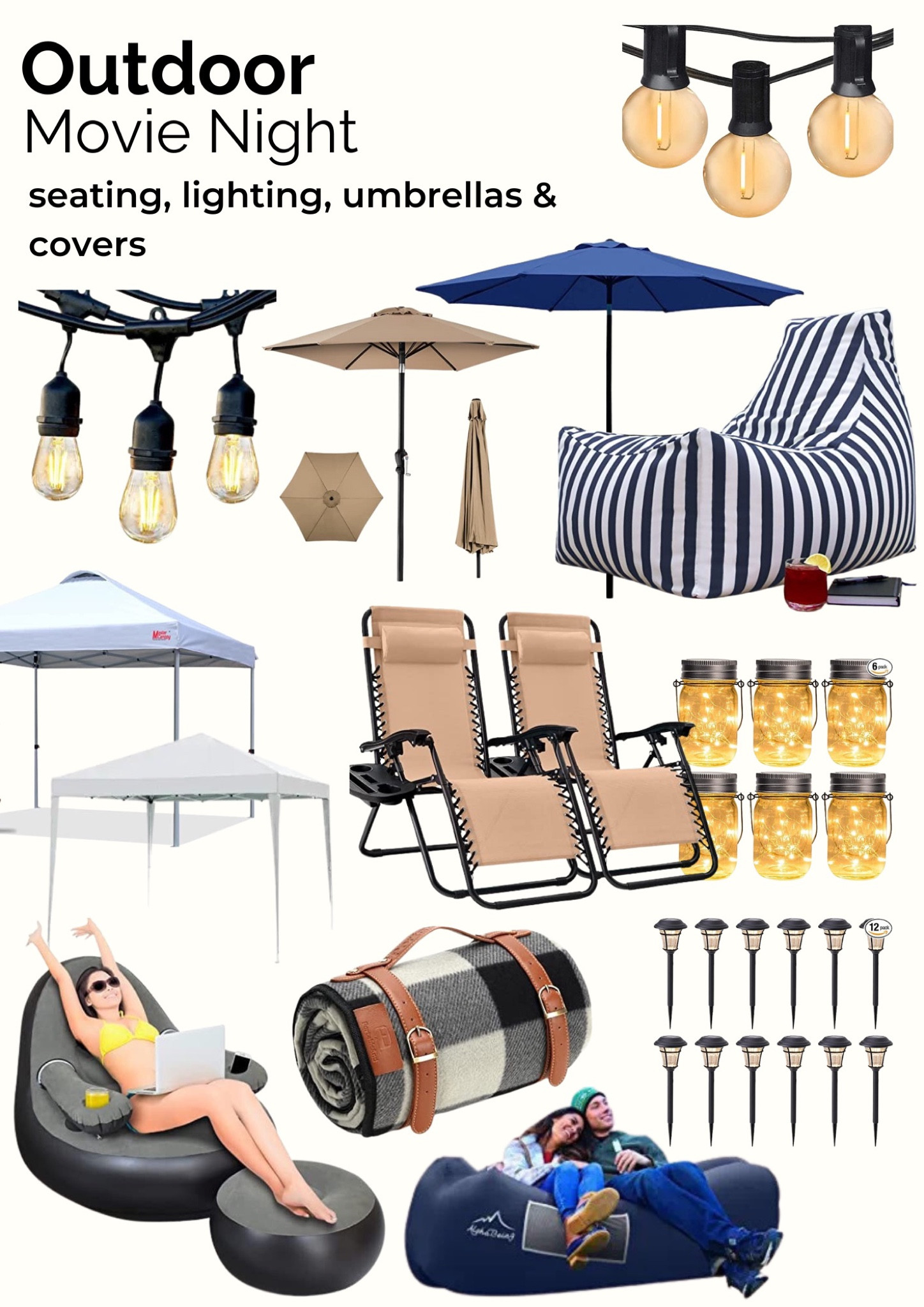 Outdoor movie night - seating , lighting , umbrellas and covers 

#LTKsalealert #LTKSeasonal #LTKhome